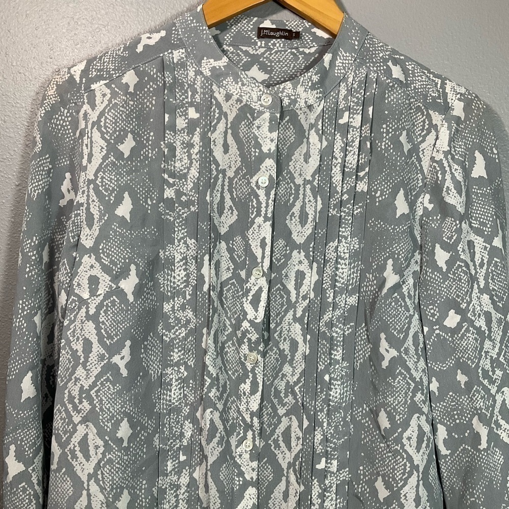 J.MCLAUGHLIN LOIS SILK-BLEND BLOUSE SIZE SMALL T42 - Picture 2 of 11
